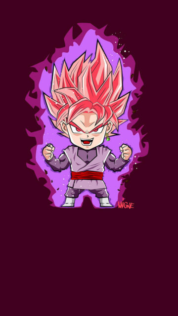 Chibi Goku Black Super Saiyan Rose Dynamic Aura Wallpaper
