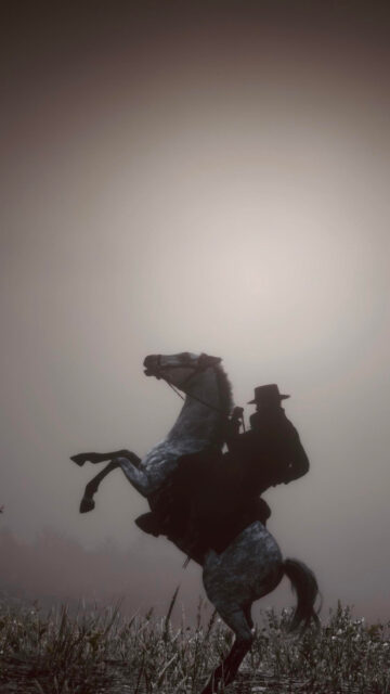 Rearing Horse Outlaw Silhouette Mobile Wallpaper