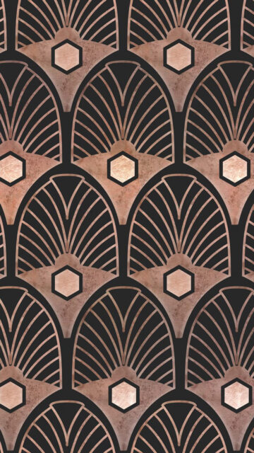 Elegant Art Deco Geometric Copper and Black Mobile Wallpaper
