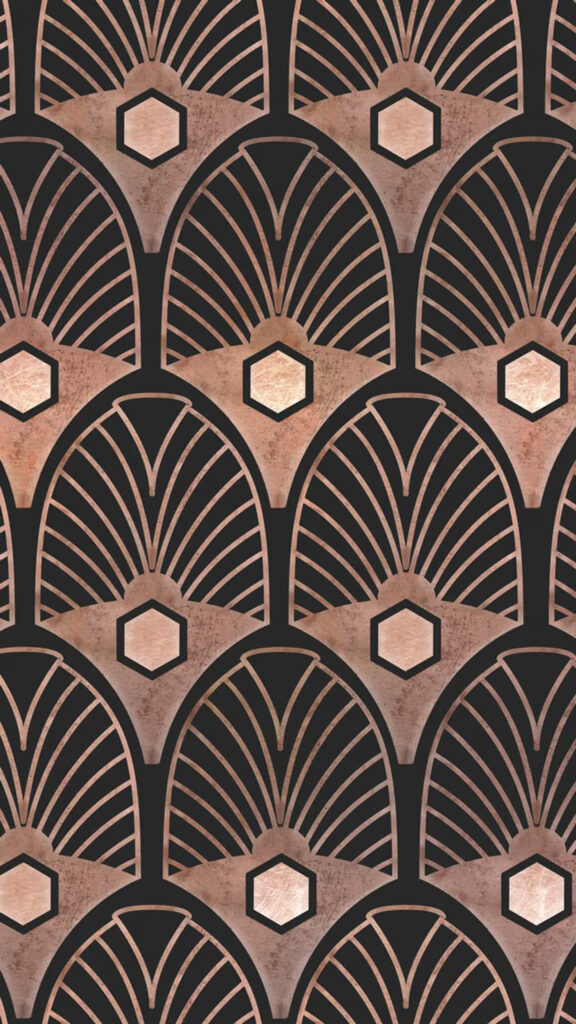 Elegant Art Deco Geometric Copper and Black Mobile Wallpaper