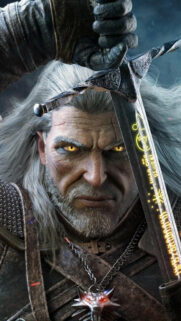 Geralt of Rivia The Witcher Close-up 4K Mobile Wallpaper
