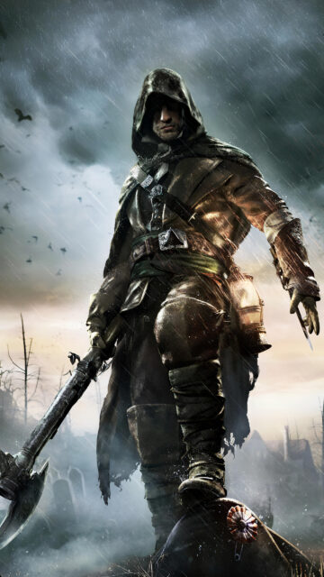 Assassin Hooded Fighter Dark Fantasy Mobile Wallpaper