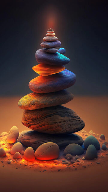 Radiant Stone Cairn Mobile Wallpaper