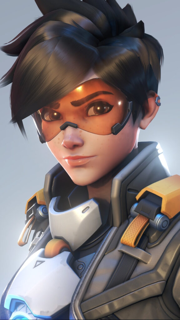 Tracer Overwatch Character Portrait Mobile Wallpaper