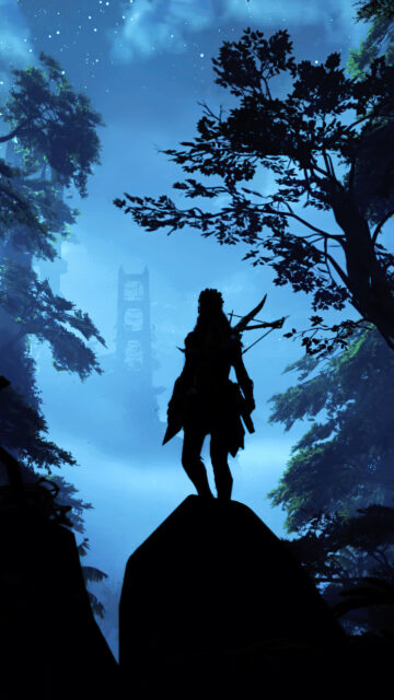 Aloy Silhouette Horizon Forbidden West Mobile Wallpaper