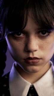 Wednesday Addams Intense Stare Vertical Mobile Wallpaper
