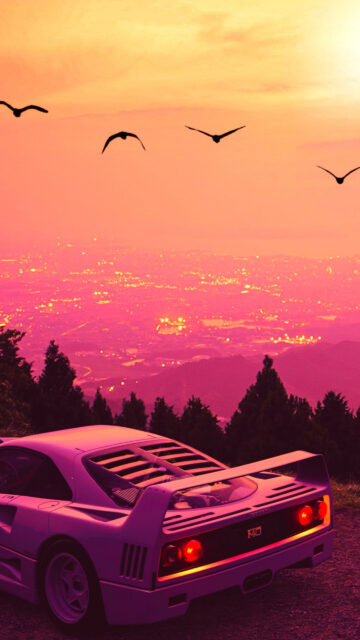 Ferrari F40 Sunset Aesthetic Mobile Wallpaper