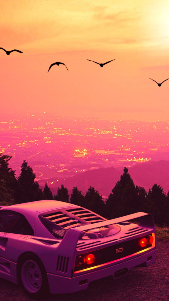 Ferrari F40 Sunset Aesthetic Mobile Wallpaper