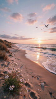 Coastal Sunset Serenity Beach Mobile Wallpaper