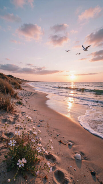 Coastal Sunset Serenity Beach Mobile Wallpaper