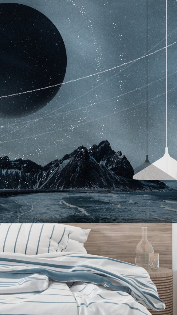 Mystical Moonlit Mountain Landscape Spiritual Energy Phone Wallpaper
