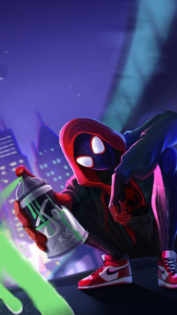 Spider-Man Miles Morales Street Art Style Mobile Wallpaper