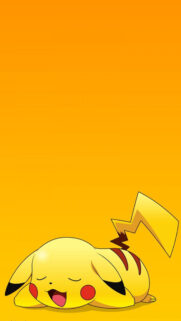 Sleeping Pikachu Minimalist Yellow Mobile Wallpaper