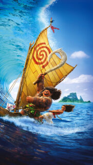 Disney Moana and Maui Sailing Across the Ocean Mobile Wallpaper