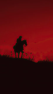 Silhouette Cowboy Horse Red Sky Mobile Wallpaper
