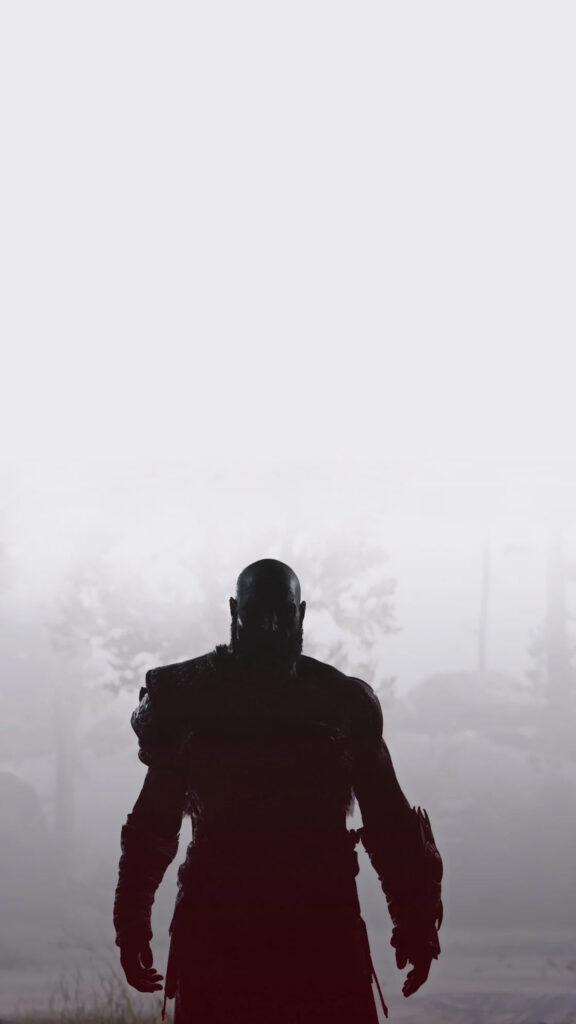 Silhouette of Kratos from God of War Mobile Wallpaper
