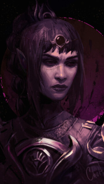 Dark Fantasy Elf Warrior Shadowheart Portrait Mobile Wallpaper