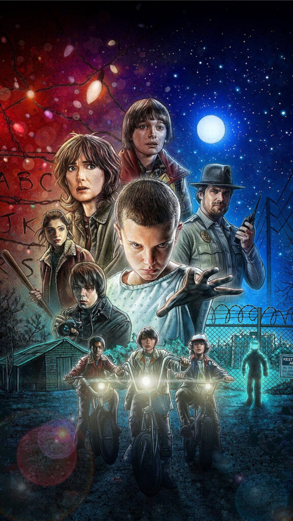 Stranger Things Cast Fantasy Art Mobile Wallpaper