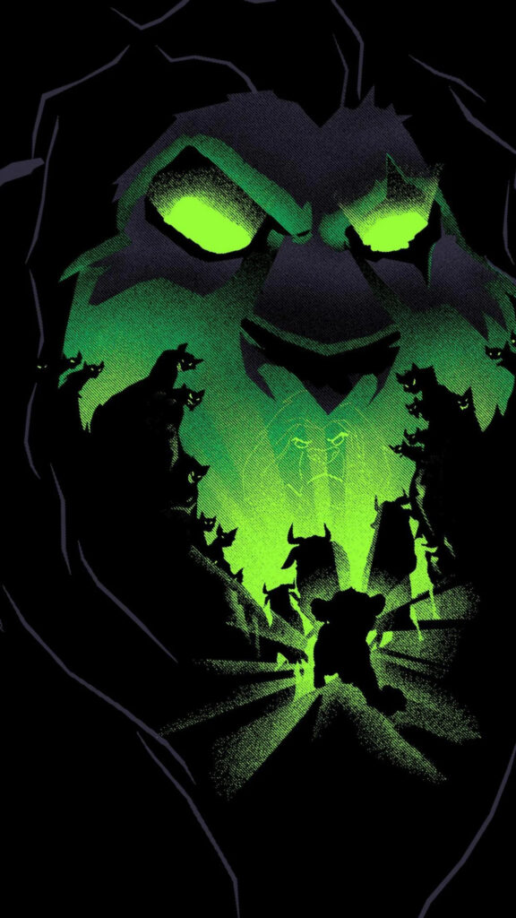 Minimalist Scar Silhouette Green The Lion King Mobile Wallpaper
