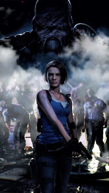 Jill Valentine and Nemesis Resident Evil 3 Mobile Wallpaper