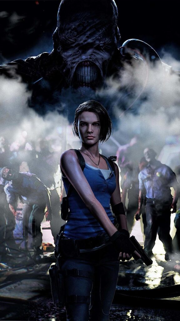 Jill Valentine and Nemesis Resident Evil 3 Mobile Wallpaper