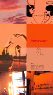 Gemini Zodiac Aesthetic Orange Vision Board and Horoscope Wallpaper