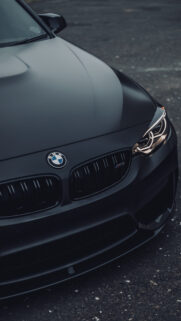 Matte Black BMW M3 Front End Mobile Wallpaper