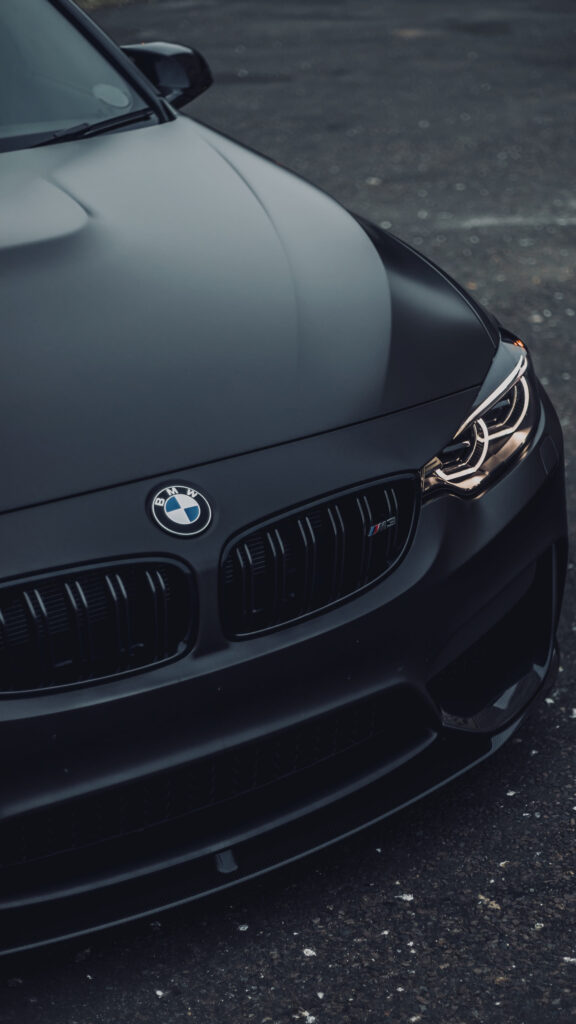 Matte Black BMW M3 Front End Mobile Wallpaper
