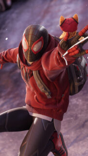 Miles Morales Spider-Man with Spider-Cat Phone Wallpaper