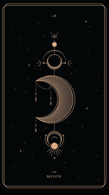 The Moon Tarot Card Aesthetic Spiritual Art Phone Wallpaper