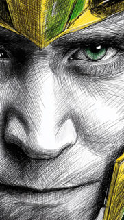 Close-up Artistic Sketch of Marvel’s Loki Mobile Wallpaper