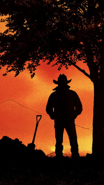 Silhouette Cowboy Sunset Phone Wallpaper