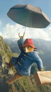 Paddington Bear Flying with Umbrella Mobile Wallpaper