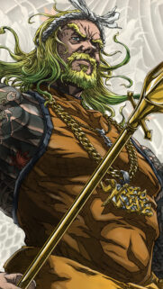 Tattooed Viking Warrior With Golden Spear Mobile Wallpaper