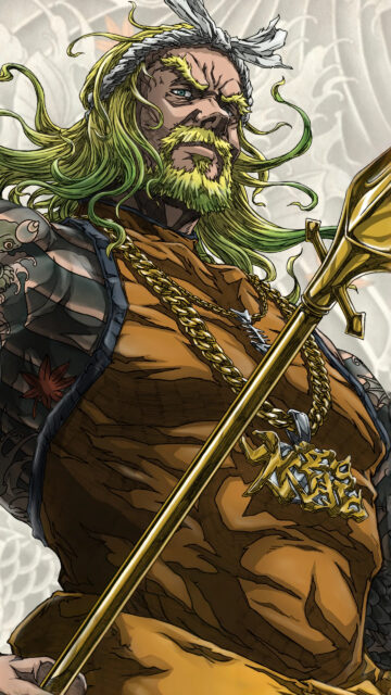 Tattooed Viking Warrior With Golden Spear Mobile Wallpaper