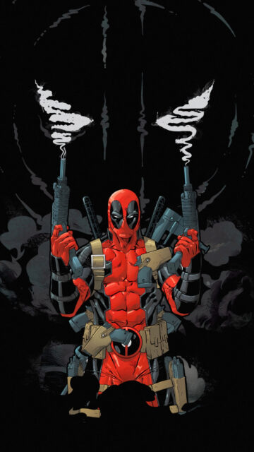 Deadpool Dual Pistol Action Mobile Wallpaper