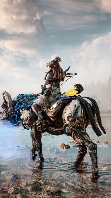 Aloy Riding Machine in Horizon Forbidden West Mobile Wallpaper