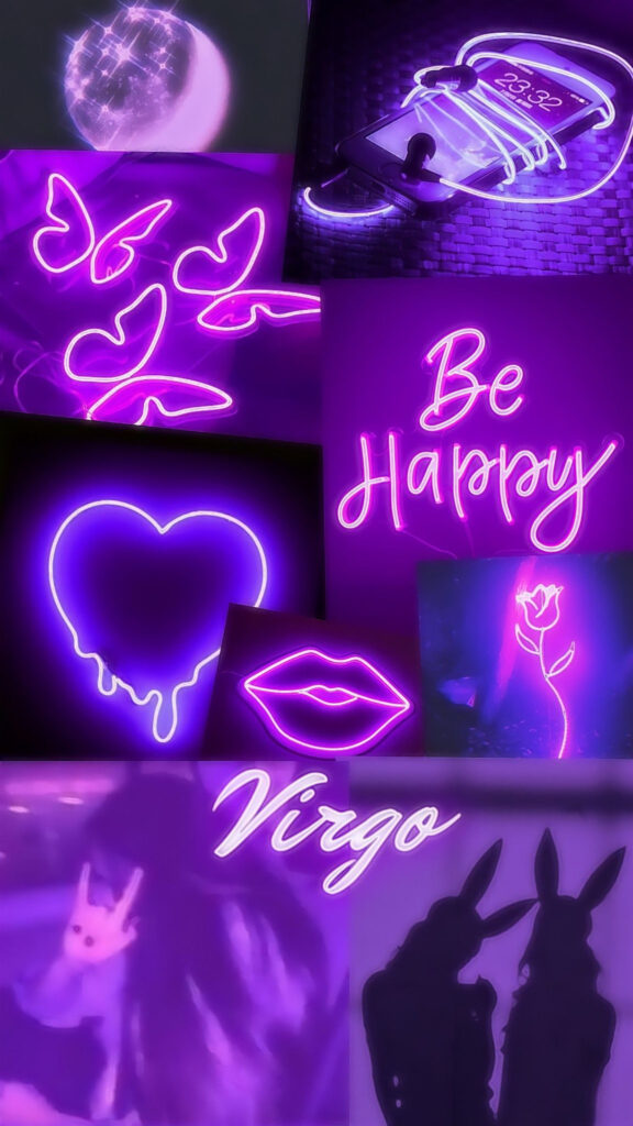 Virgo Aesthetic Neon Zodiac Sign and Manifestation Wallpaper
