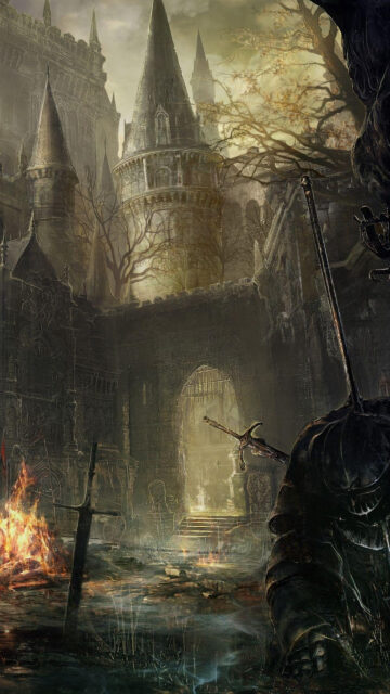 Dark Fantasy Medieval Castle Warrior Mobile Wallpaper
