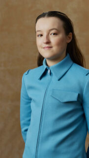 Bella Ramsey Blue Jacket Portrait Mobile Wallpaper