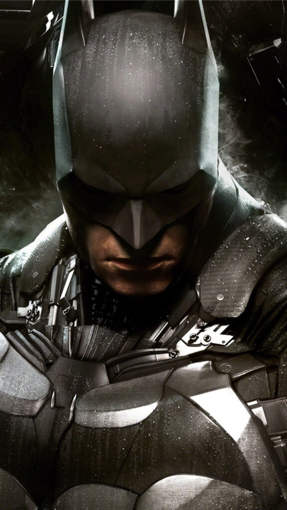 Detailed Batman Armored Suit Close-up Phone Wallpaper