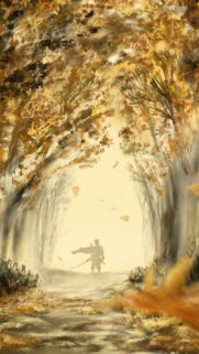 Golden Autumn Warrior Forest Mobile Wallpaper