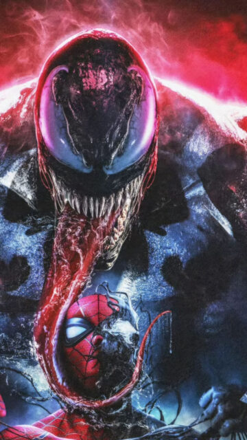 Venom and Spider-Man Dark Fantasy Mobile Wallpaper