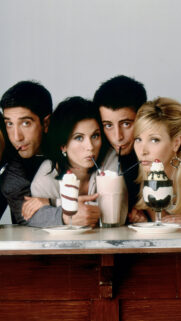 Ross, Monica, Joey, and Phoebe from Friends Mobile Wallpaper