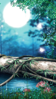 Mystical Moonlit Forest Spiritual Energy Manifestation Wallpaper