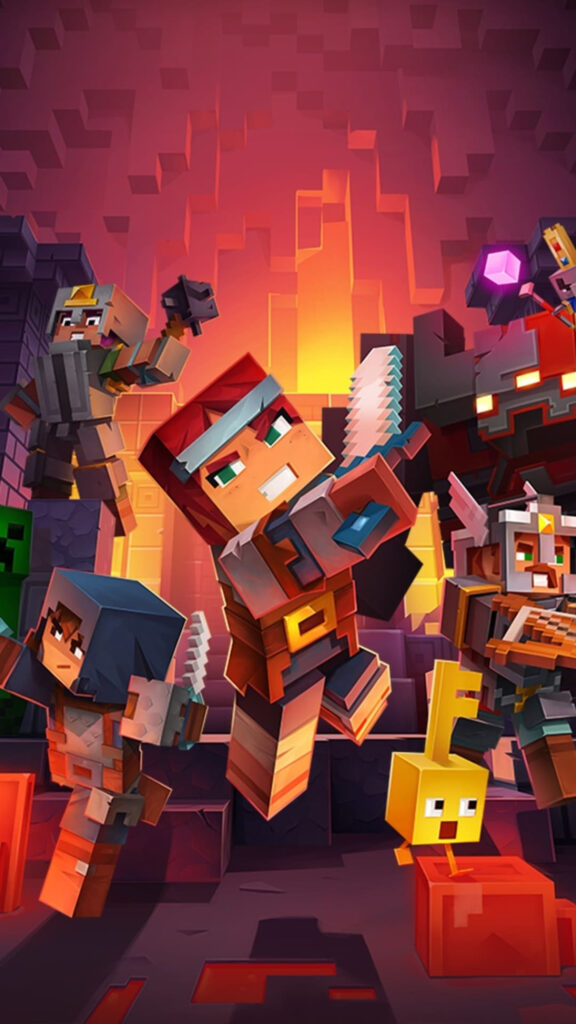 Minecraft Dungeons Heroic Battle Mobile Wallpaper