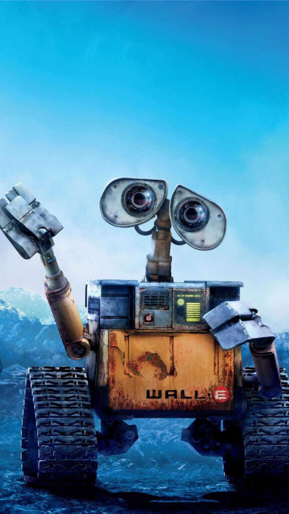 WALL-E Standing Waving Robot Cinematic 4K Mobile Wallpaper