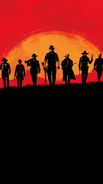 Red Dead Redemption 2 Group Silhouette Mobile Wallpaper