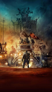 Post-Apocalyptic Warrior Facing War Rig Mobile Wallpaper