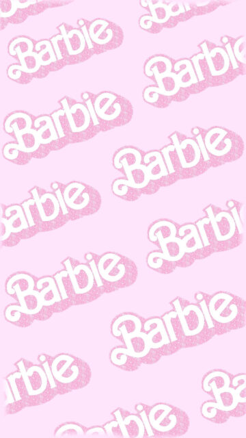 Pink Glitter Barbie Logo Pattern Mobile Wallpaper